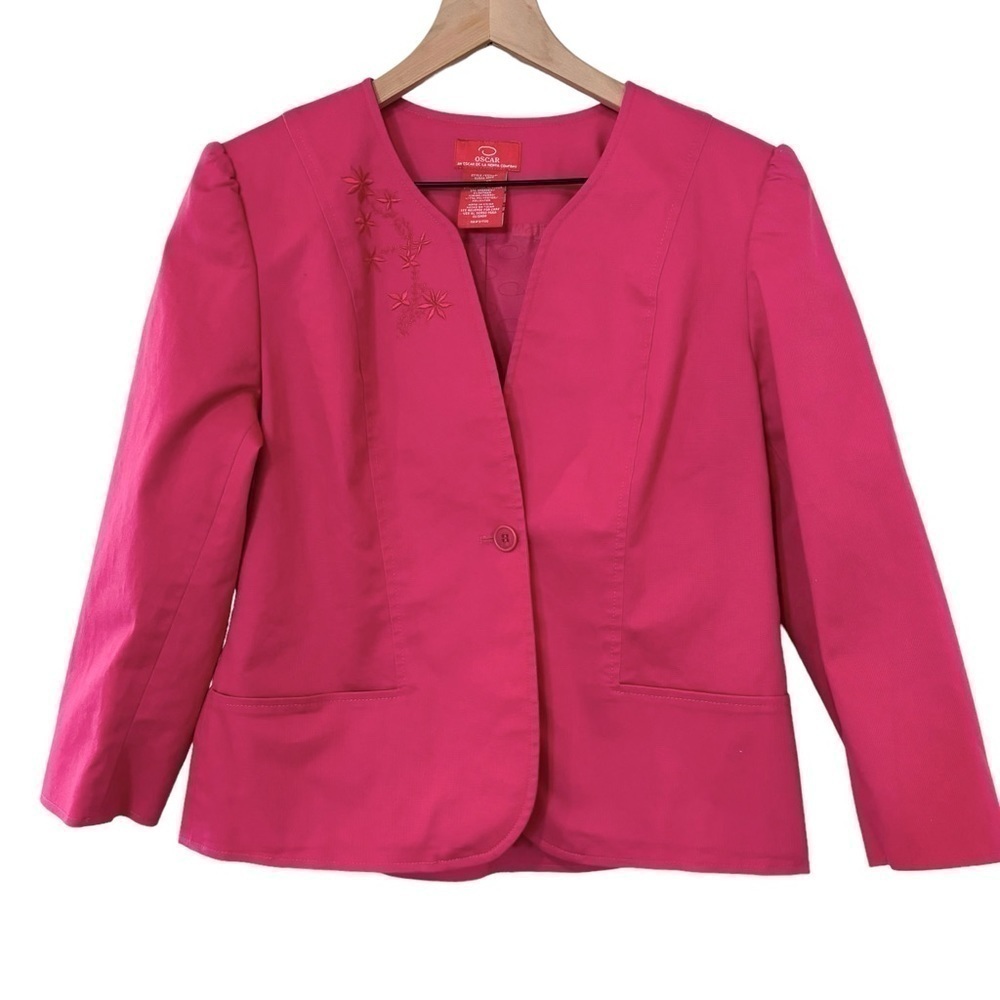 Women's Vintage Oscar De La Renta pink suit blazer jacket size 10